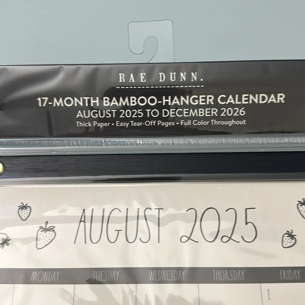 NWT Rae Dunn Bamboo Hanging Calendar
